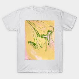 Green, yellow, white, pink acrylic pour 2 T-Shirt